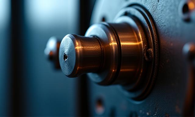 Close-up of a high-security industrial vault representing data protection