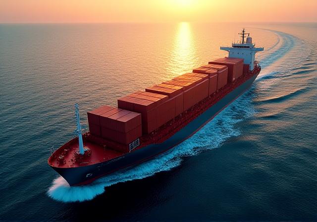 Global cargo vessel carrying metal commodities